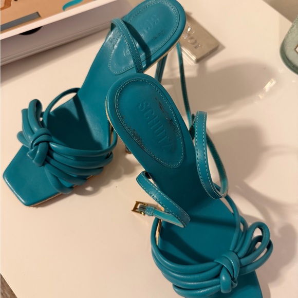 SCHUTZ Turquoise Knotted Heels - Picture 5 of 5